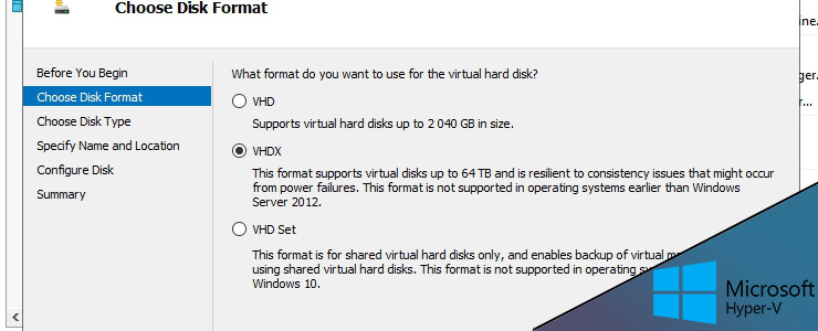Создание в Hyper V виртуальных дисков VHD и VHDX