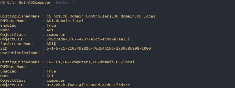 Получение списка компьютеров домена в Powershell