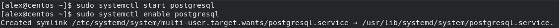 Включение сервиса PostgreSQL на CentOS