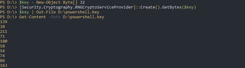Создание ключа шифрования AES в Powershell