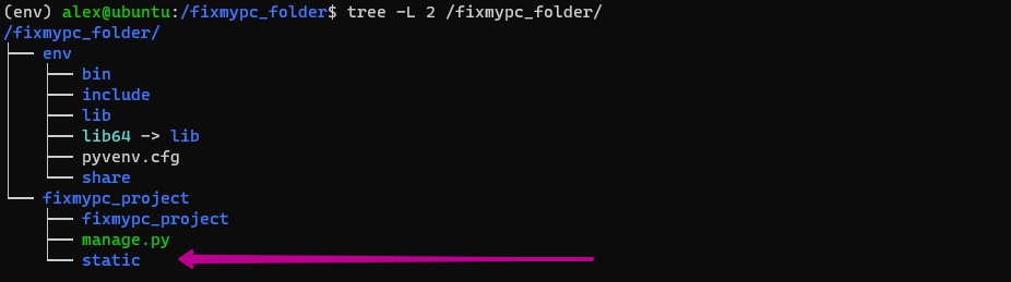 Создание статических файлов и папки static в Django на Ubuntu 20