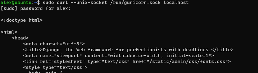 Выполнение запроса к сокету gunicorn через curl на Ubuntu 20