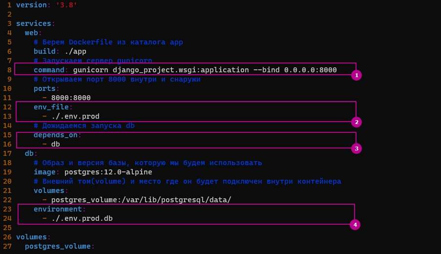 Создание docker-compose.yml для Django и PostgreSQL