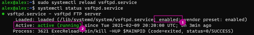 Перезапуск сервиса FTP vsftpd Ubuntu 20