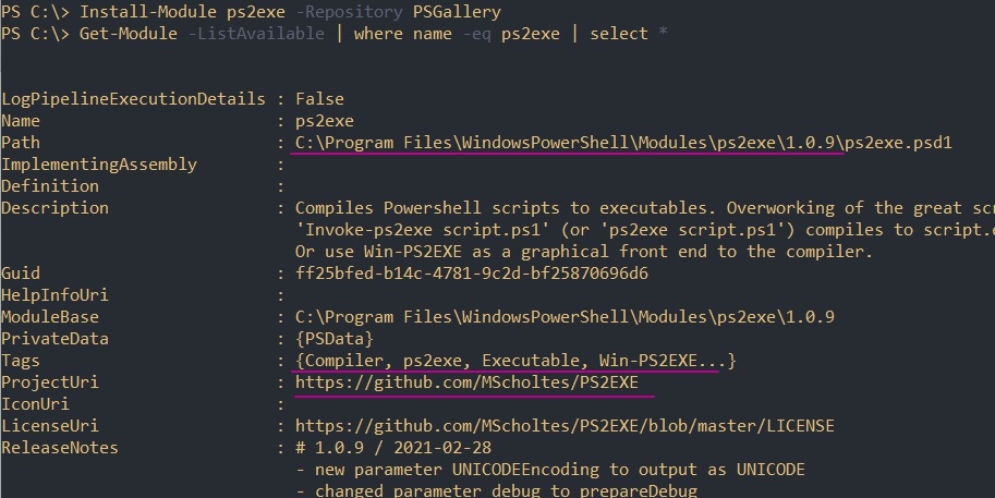 Установка ps2exe для конвертации файлов exe в Powershell