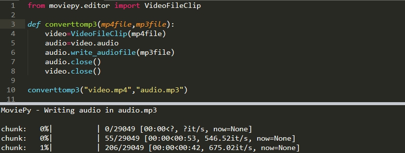 Конвертация MP4 файлов в MP3 с Python 3 с moviepy