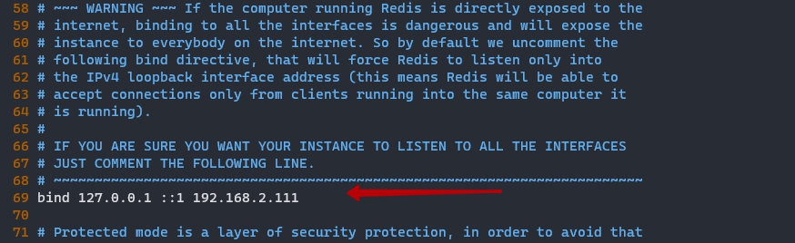 Изменение интерфейса для подключения к Redis по IP