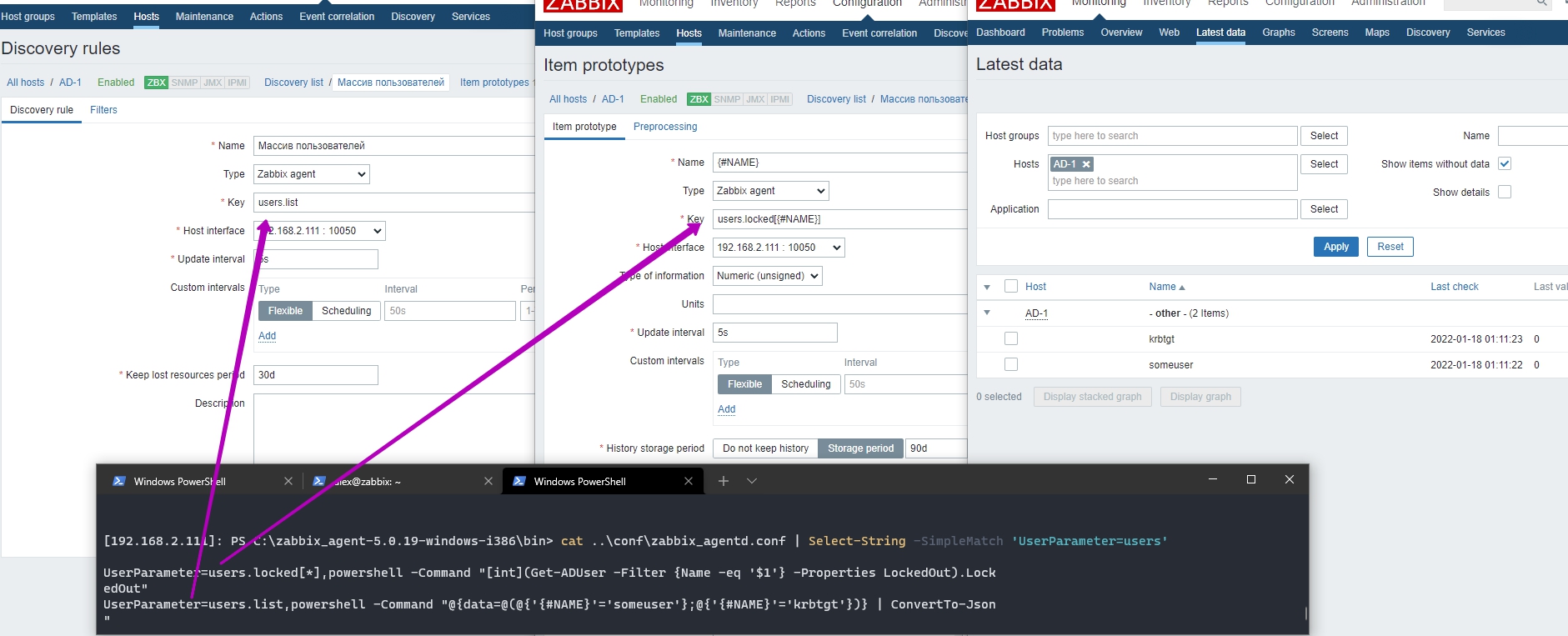 Создание UserParameter для работы с Discovery Rules в Zabbix