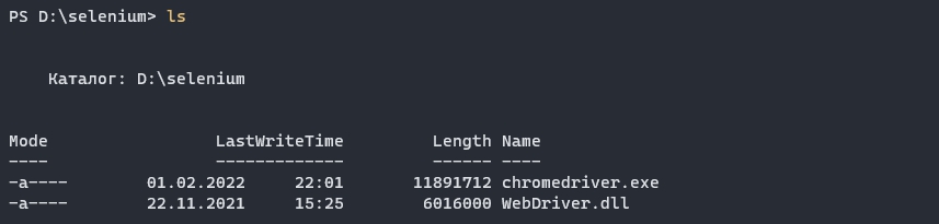 Расположение файла WebDriver.dll и chromedriver вместе
