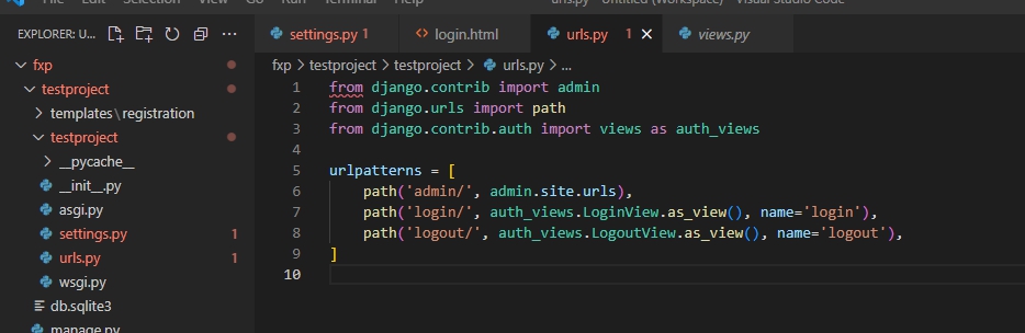 Используем вьюшки для входа (login) и выхода (logout) пользователей в Python Django